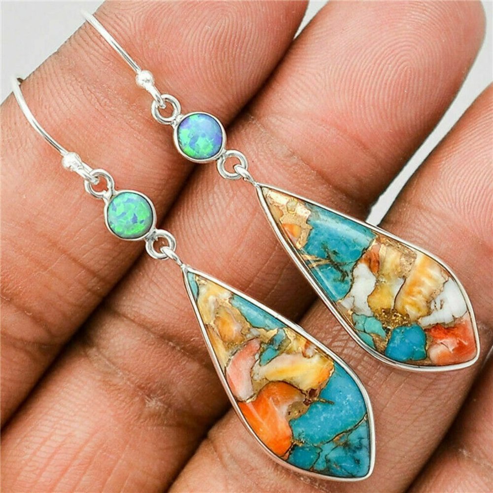Multi-Color Gemstone 925 Silver Dangle